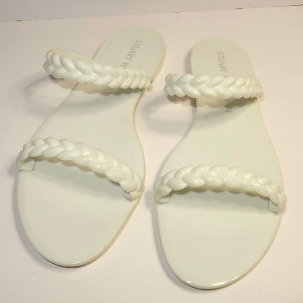 Stuart Weitzman Branded Rubber Jelly Slides White… - image 2
